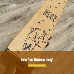 BRANDED GRILLED FISH TAKEOUT CORRUGATED BOXES - 20” x 4.5” x 4” 