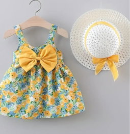 Girls dresses and bow hat