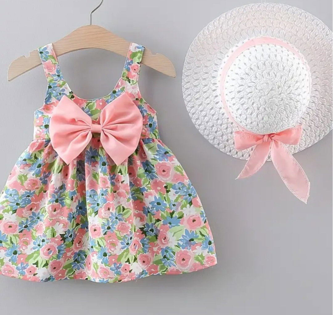 Girls dresses and bow hat_1