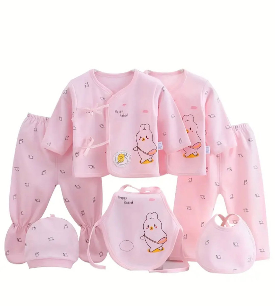 Pink 7 piece newborn set