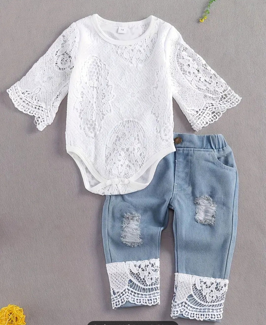 Girls boho jeans and lace top
