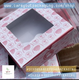 BRANDED “ER” WINDOWED TAKEOUT BOXES - 8” x 8” x 3” / MINIMUM ORDER QUANTITY OF 500 PIECES 