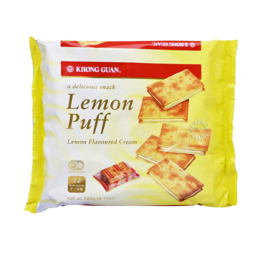 Khong Guan Sandwich Biscuits - Lemon Puff 260g (12 per pack)