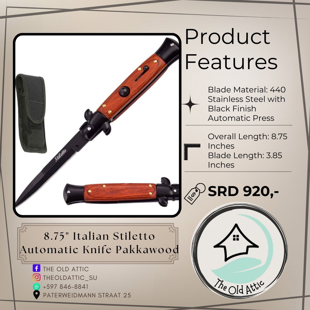 Italian stiletto automatic knife pakkawood