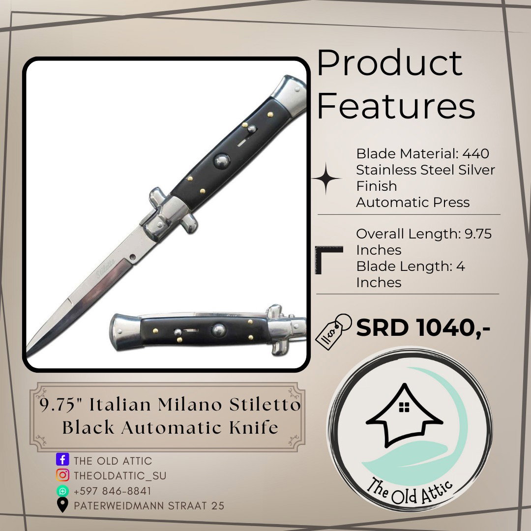 Italian Milano stiletto black automatic knife
