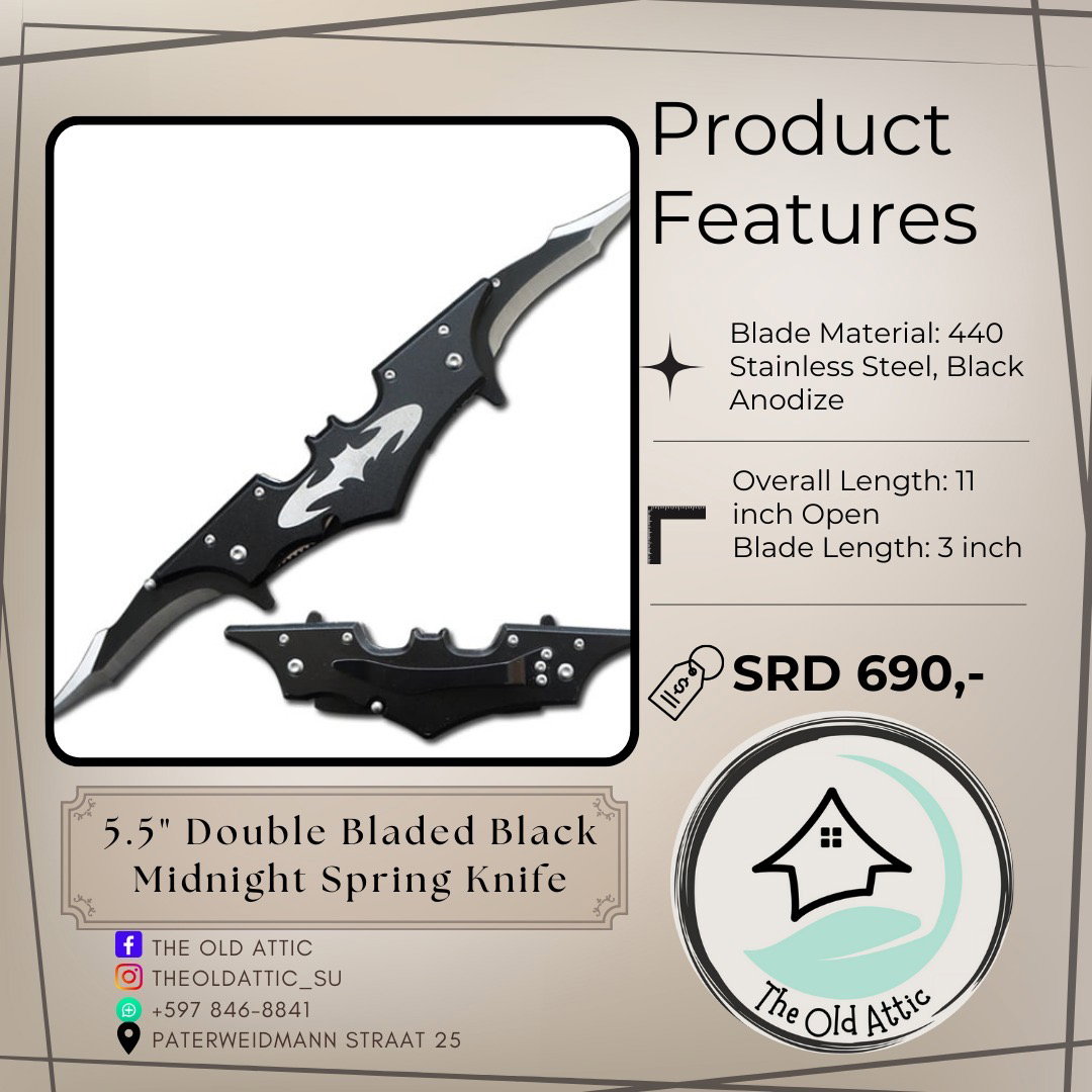 Double bladed black midnight spring knife