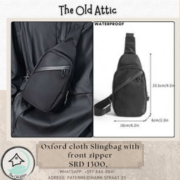 Oxford cloth slingbag w front zipper 