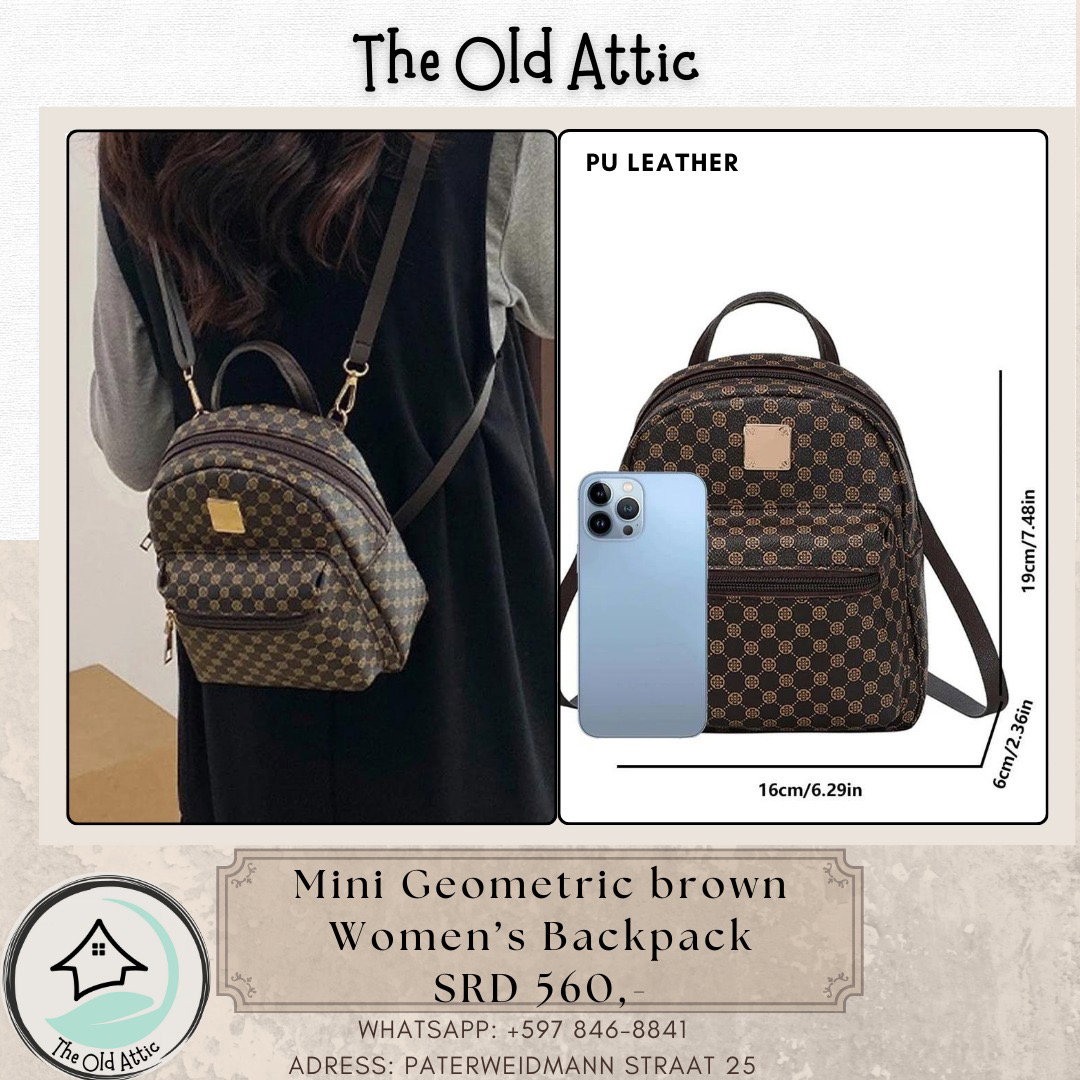 Mini geometric brown women’s backpack 