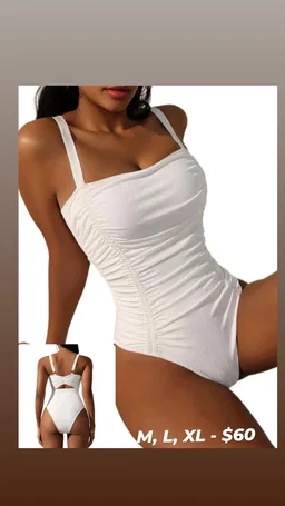 White Solid One Piece Swimsuit 