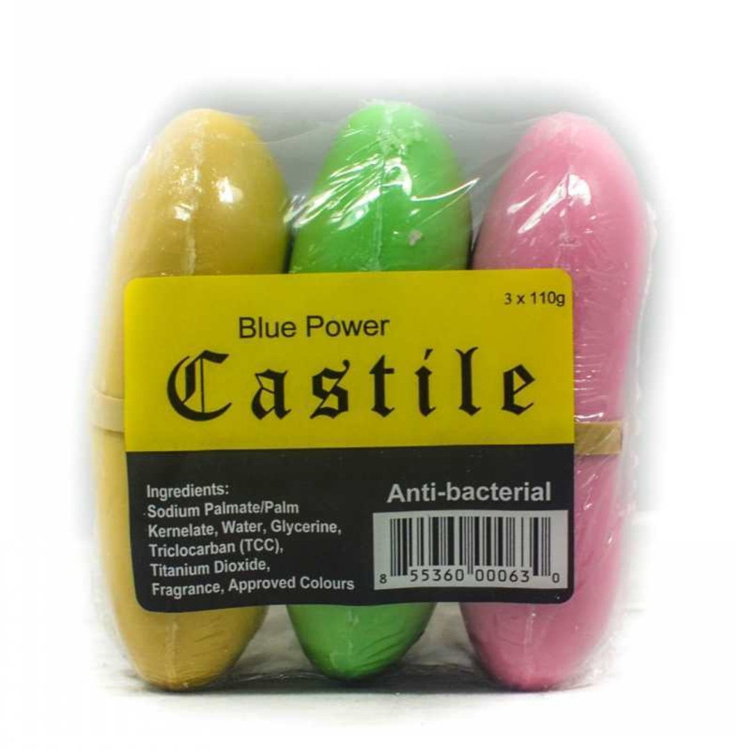 Blue Power Castile Anti-Bacterial Soap Asst (3 × 110g) PACK OF 3 SOAPS_0