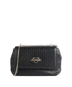 LOVE MOSCHINO WOMAN SHOULDER BAG S IN BLACK FAUX LEATHER WITH GOLDEN _0