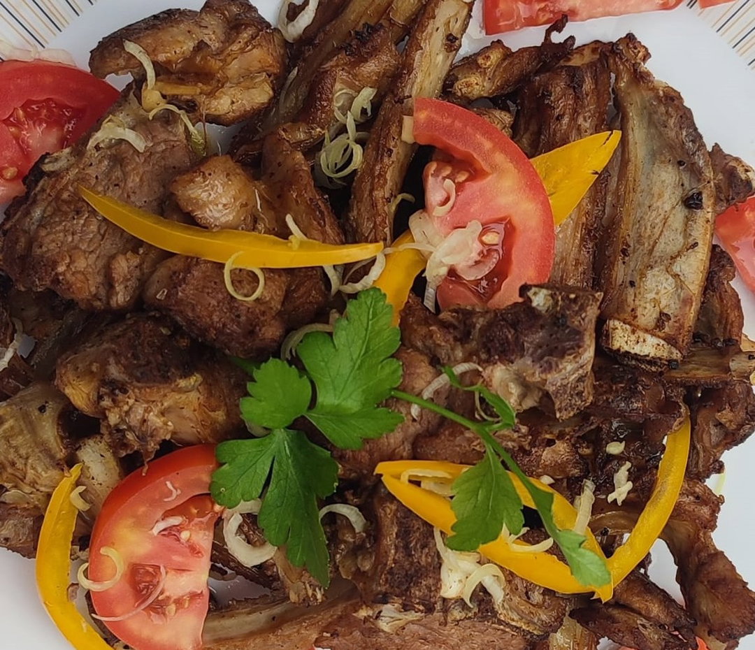 Nyama Choma; Portion of (Chips or Ugali )Kachumbari