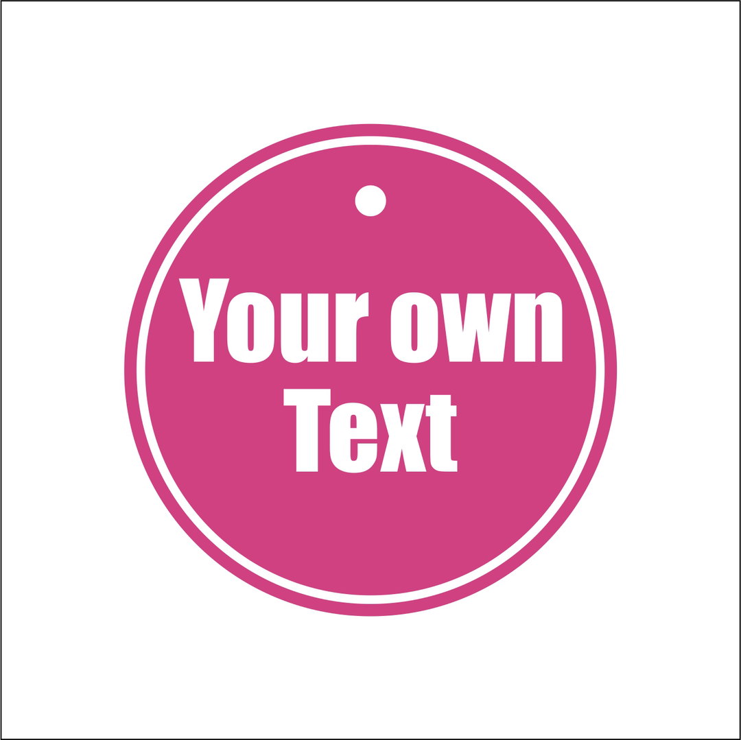 Plastic Tag Pink Your Own Text @ R25 each 