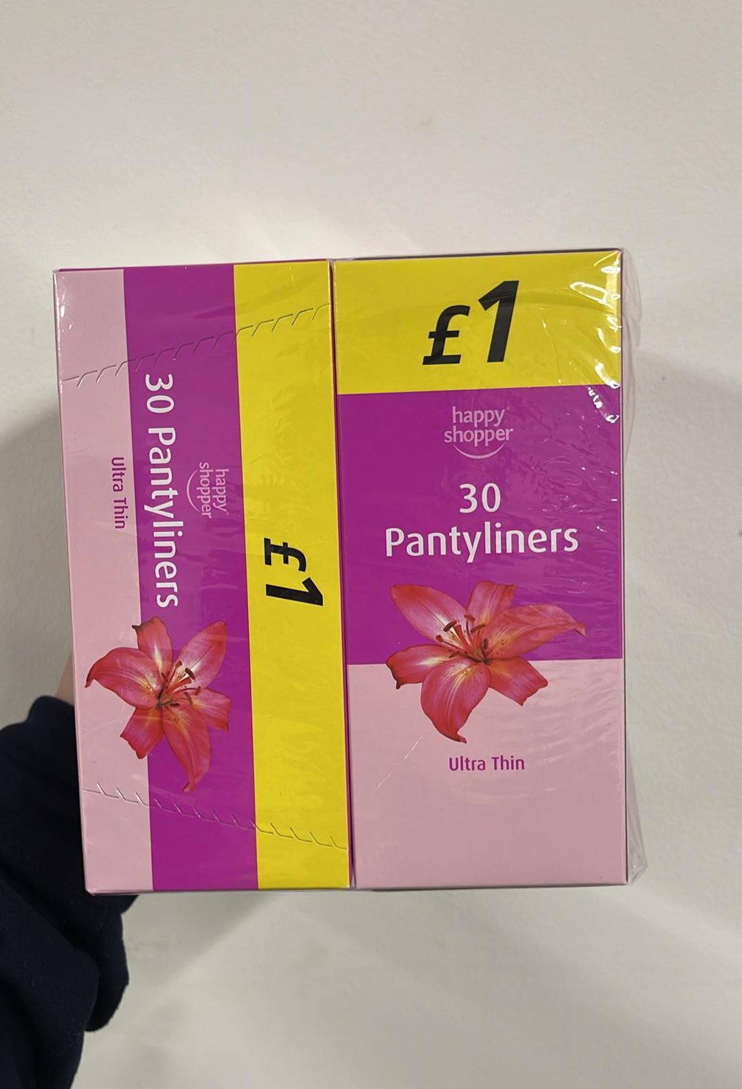 Happy shopper Panty liners ultra thin price marked £1 30pk