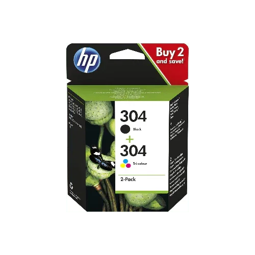 HP 304 Tri-colour and Black Original Ink Cartridge 3JB05AE, 2 Count (Pack of 1)_0