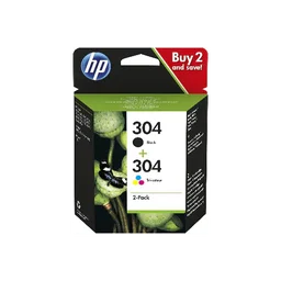 HP 304 Tri-colour and Black Original Ink Cartridge 3JB05AE, 2 Count (Pack of 1)