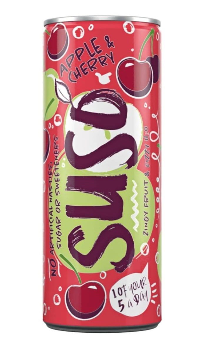Suso Apple & Cherry Sparkling Drink 250ml can Bb 31/5/24