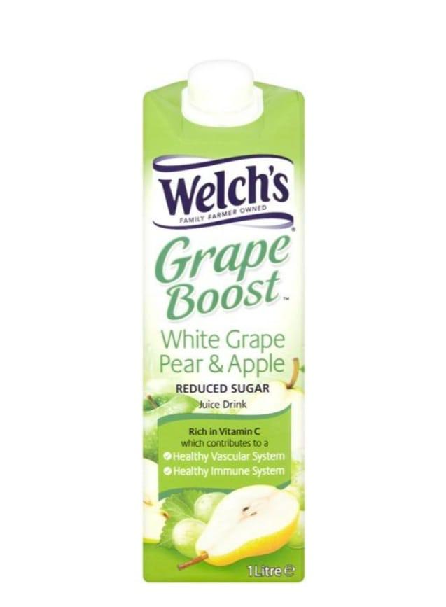Welch's Grape Boost white grape pear & apple juice drink 1L tetrapak Bb 31/5/24