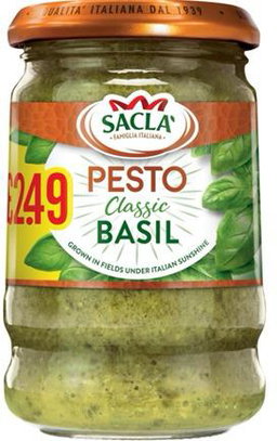 Sacla Classic Basil Pesto 190g jar PM £2.29 bb 31/07/2024