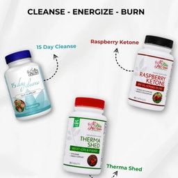 MILAMIAMOR - CLEANSE ENERGIZE BURN | WEIGHT LOSS BUNDLE | 15 DAY CLEANSE, THERMA SHED, RASPBERRY KETONE