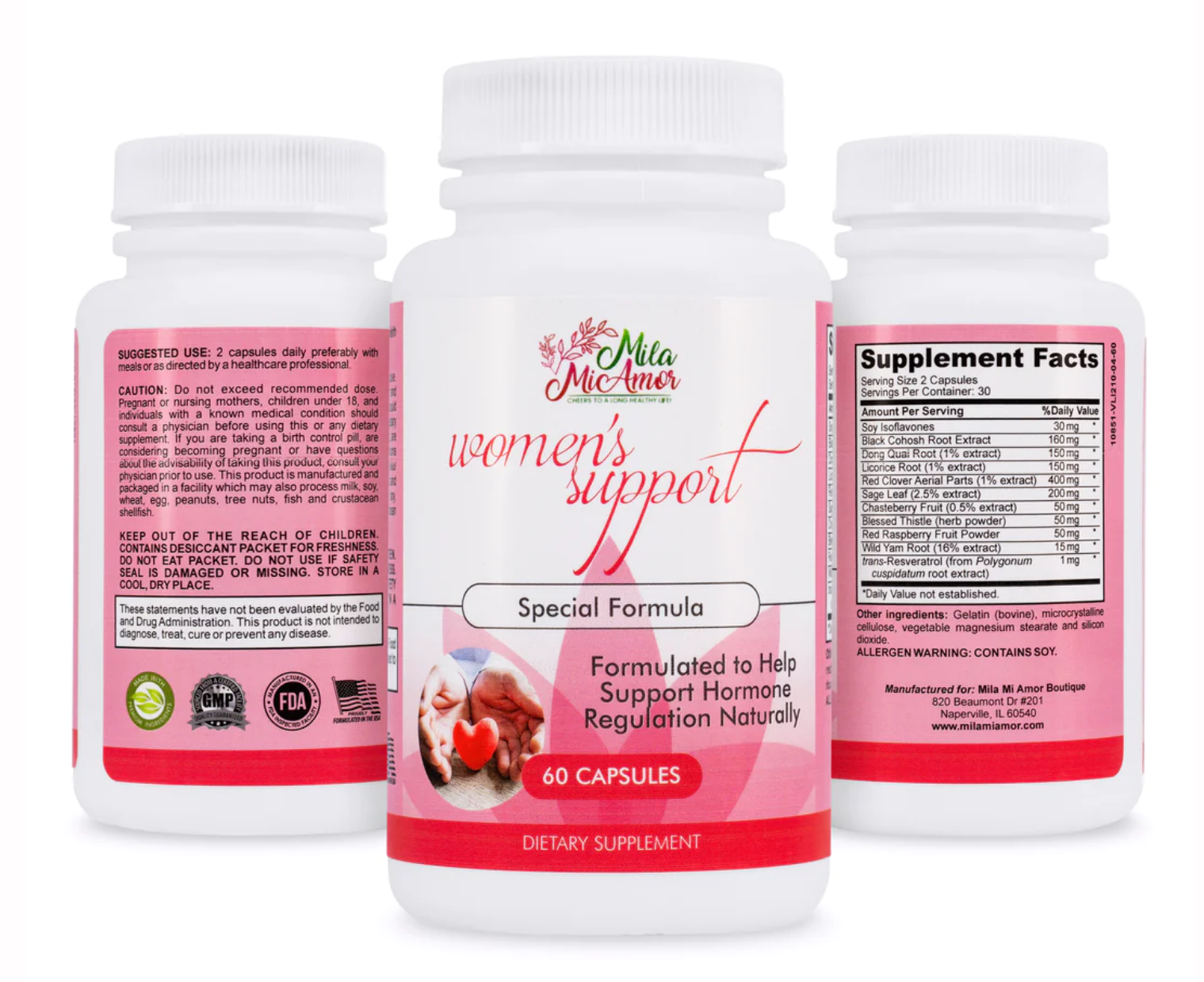 MILAMIAMOR - WOMEN'S SUPPORT | SPECIAL FORMULA | HORMONE REGULATOR W/ NATURAL INGREDIENTS