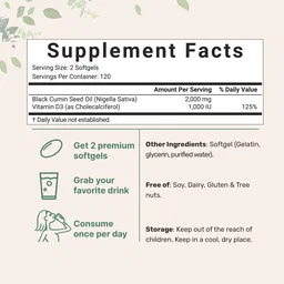 Black Seed Oil with Vitamin D3, 240 softgels