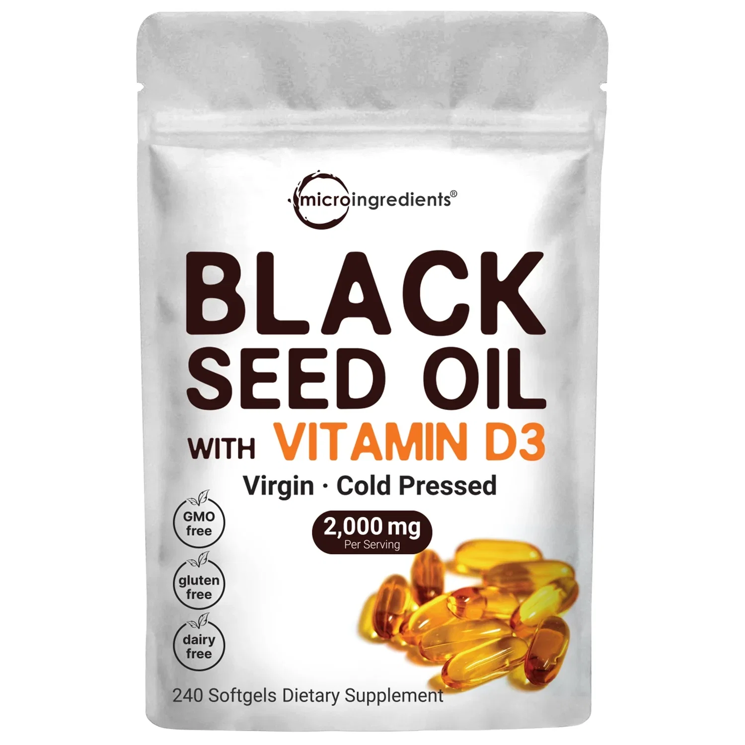 Black Seed Oil with Vitamin D3, 240 softgels_0