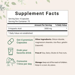 D-Aspartic Acid DAA Capsules, 300 counts