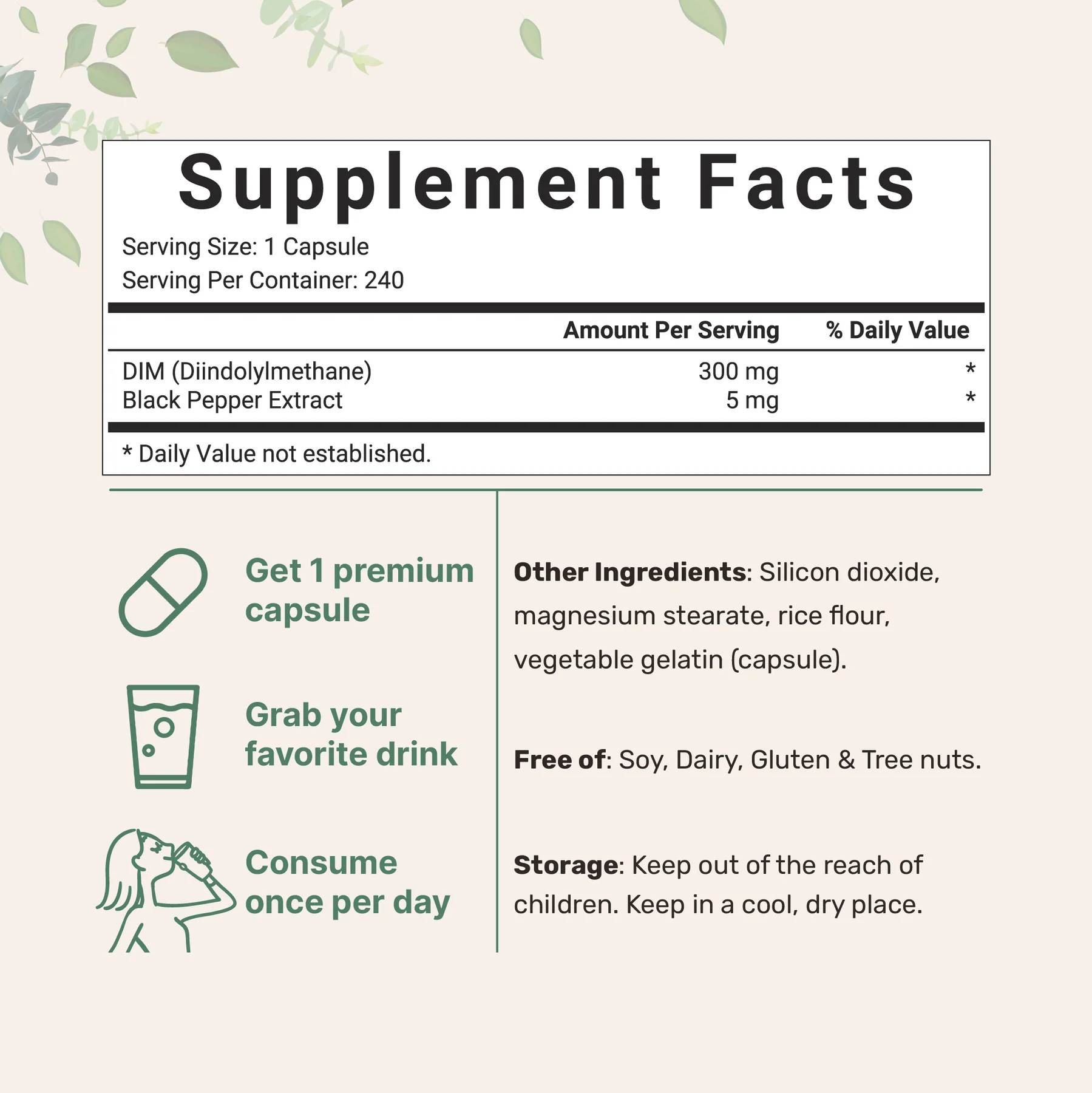 DIM Supplement with Black Pepper Extract, 240 capsules_2