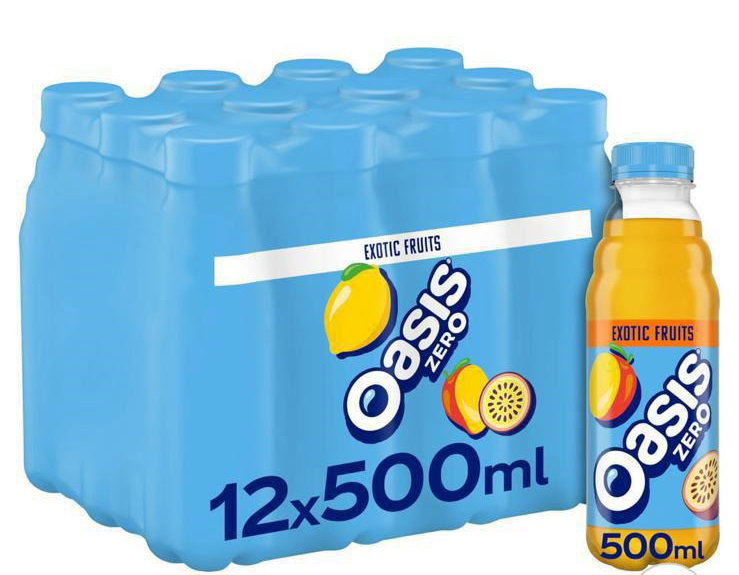 Oasis exotic fruit zero 12x500ml BBE 31/11/23