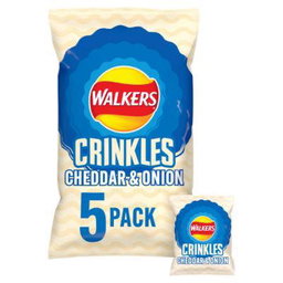 Walkers Crinkles Cheddar & Onion 5 pack crisps  18 in a case  11/5/24 dated