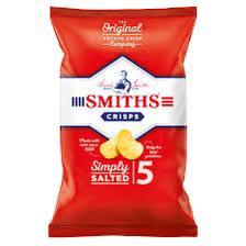 Smiths simply salted 5 pack crisps 30 in a case Dated 25/5/24