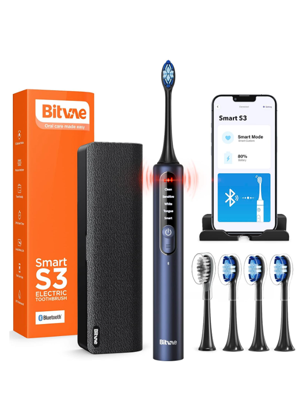 Bitvae Smart S3 Sonic Electric Toothbrush, 180-Day Battery Life, Travel Case