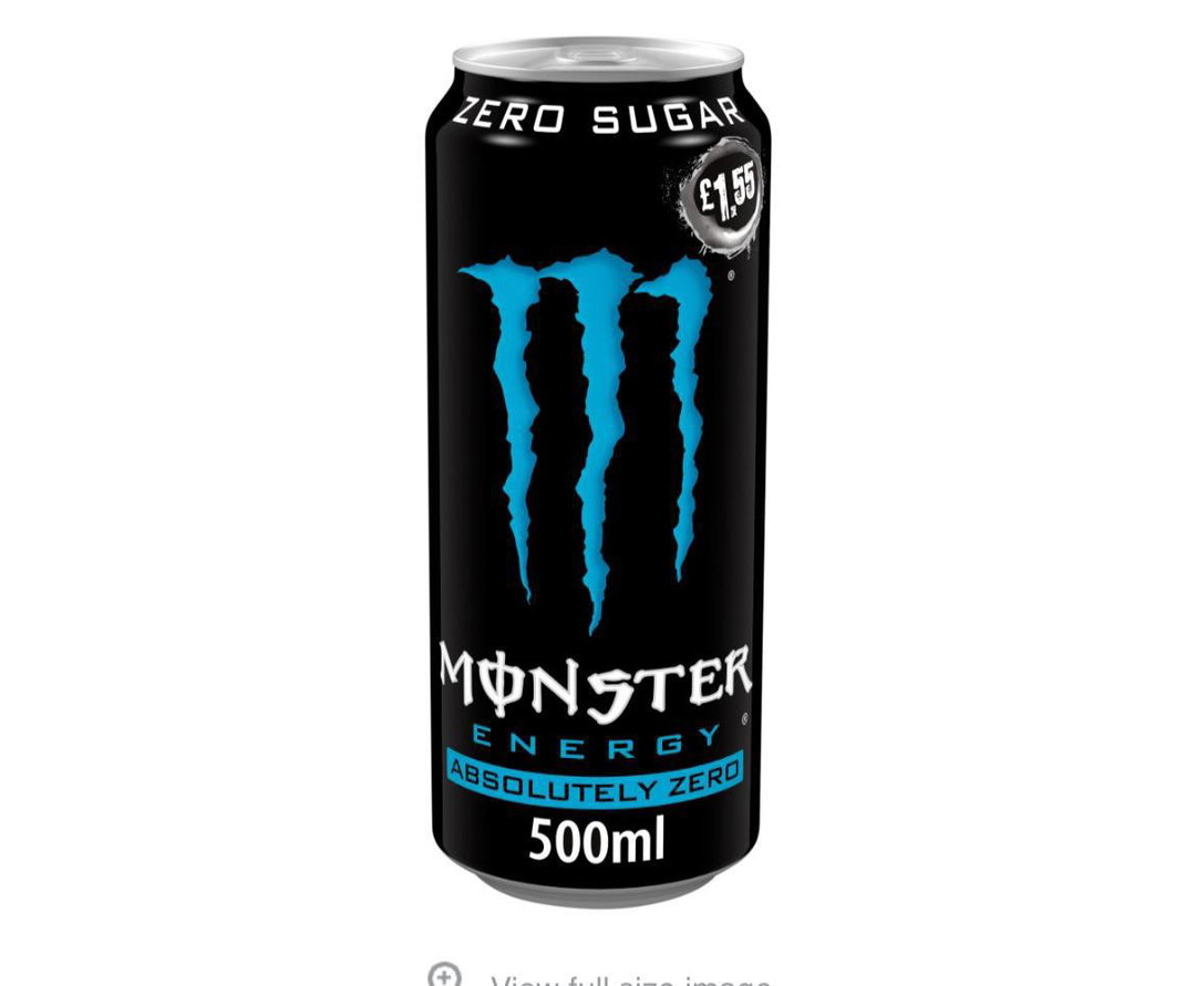 Monster zero black/blue £1.55pm 12x500ml BBE 12/24