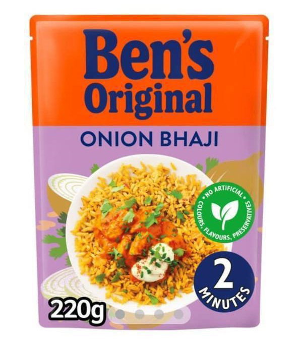 Uncle bens onion Bhaji rice 6x220g BBE 03/05/24