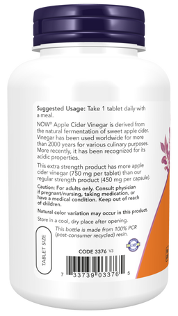 Apple Cider Vinegar, Extra Strength 750 mg Tablets