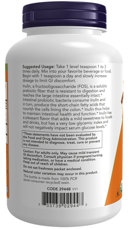 Inulin Prebiotic Pure Powder, Organic - Intestinal Support