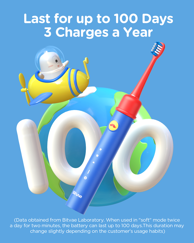 Bitvae Smart K7S Kids Electric Toothbrush, 100-Day Battery Life_3