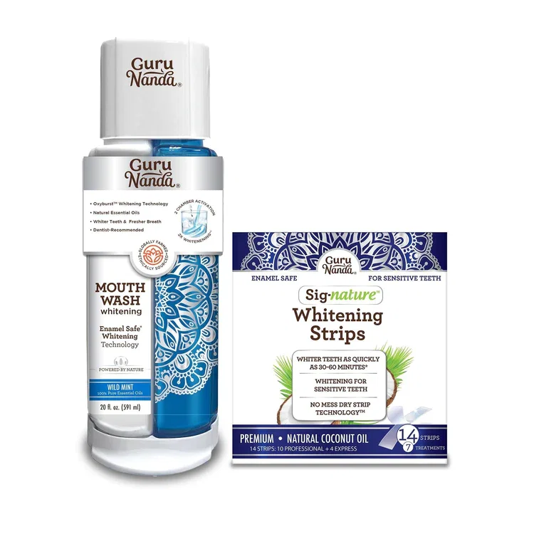 DUAL BARREL OXY-BURST MOUTHWASH AND WHITENING STRIPS