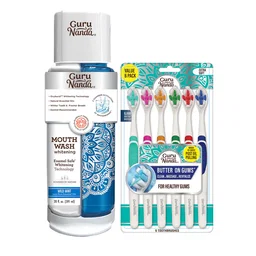 DUAL BARREL OXY-BURST MOUTHWASH & BUTTER ON GUMS TOOTHBRUSHES (6 PACK)