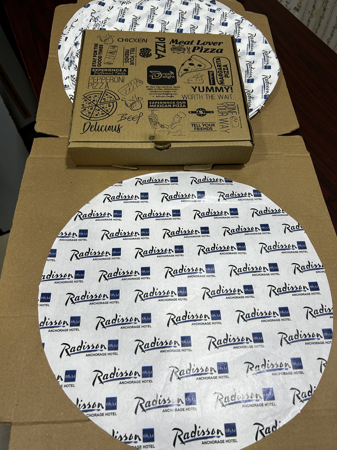 BRANDED 12” ROUND WOODEN TRAY PAPER LINERS / MINIMUM ORDER OF 1000 PIECES