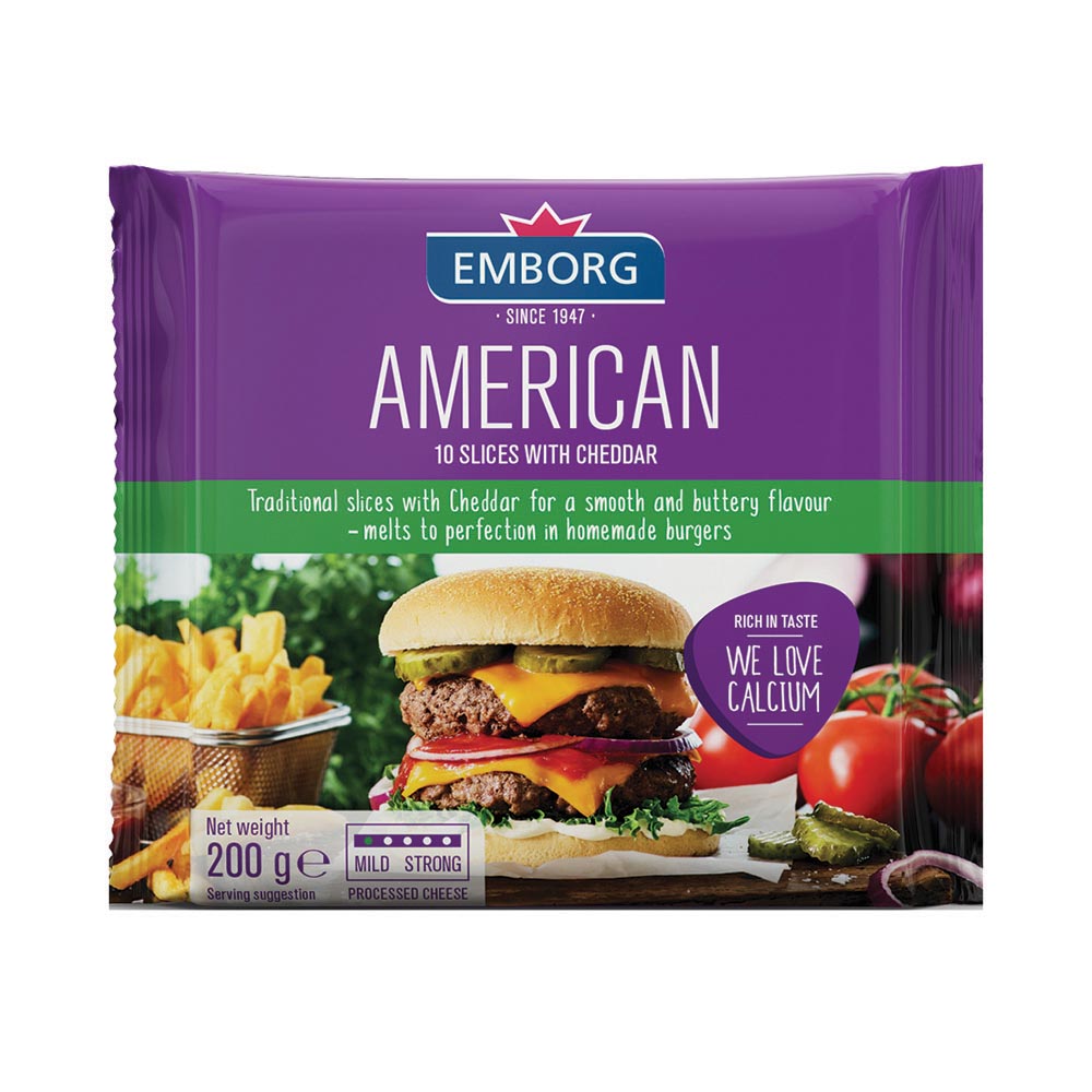 Emborg American Sliced with Cheddar 200g