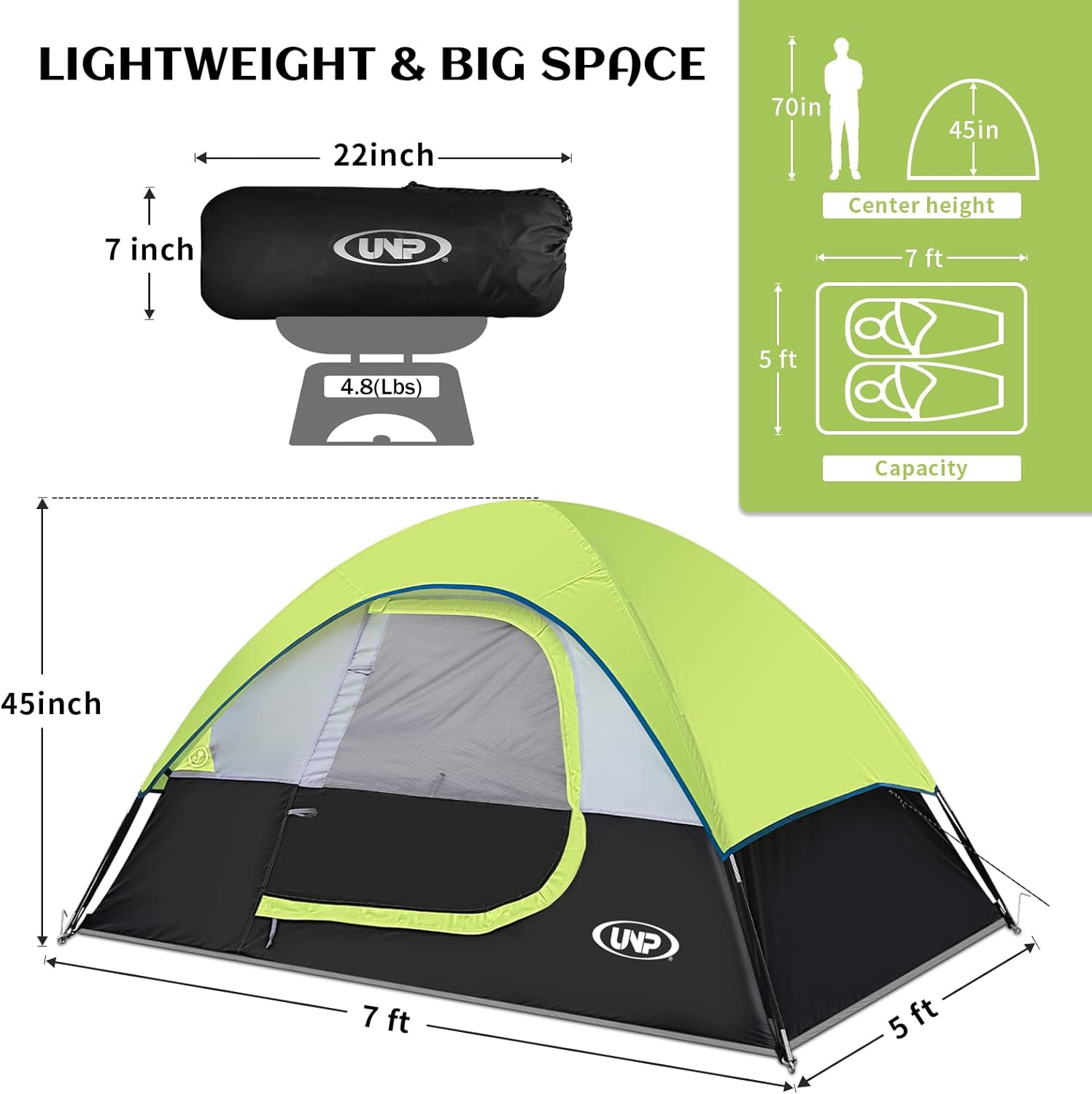Camping Tent 2 Person, Waterproof Windproof Tent_2