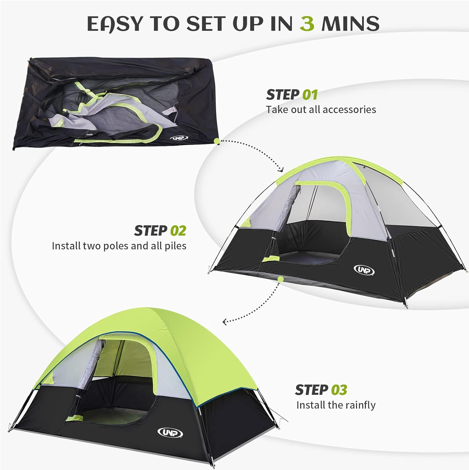 Camping Tent 2 Person, Waterproof Windproof Tent_4