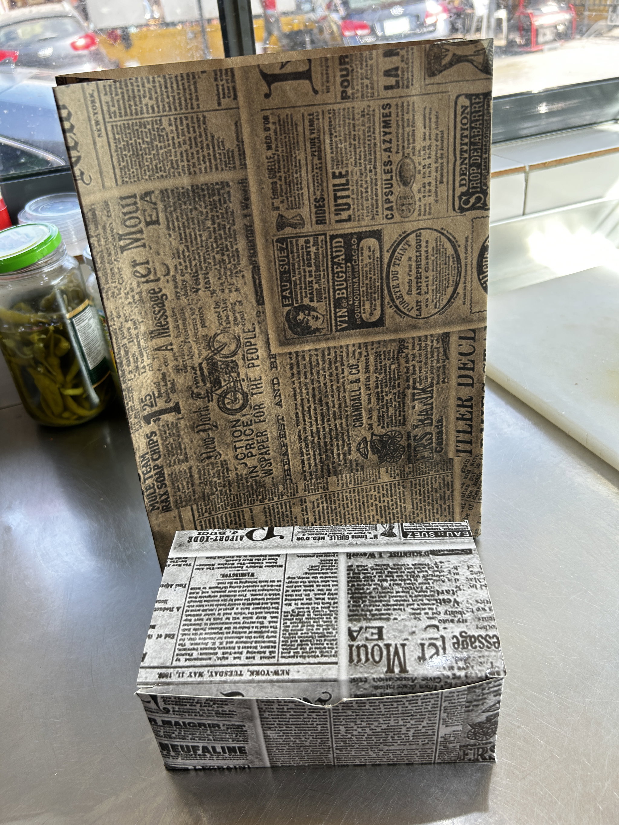  QUICK SERVICE TAKEOUT BOXES - RETRO NEWSPAPER PRINTS _2