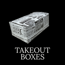  QUICK SERVICE TAKEOUT BOXES - RETRO NEWSPAPER PRINTS 