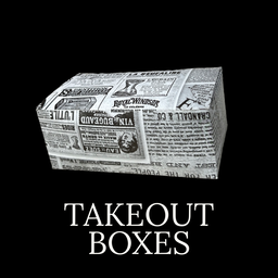  QUICK SERVICE TAKEOUT BOXES - RETRO NEWSPAPER PRINTS 