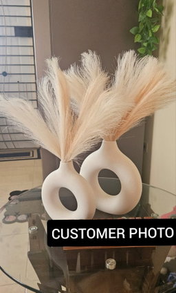Beige/White Ceramic Donut Vases