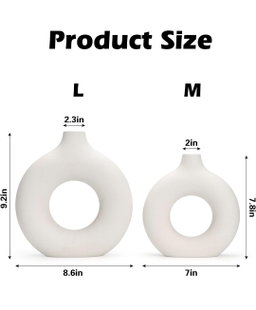 Beige/White Ceramic Donut Vases