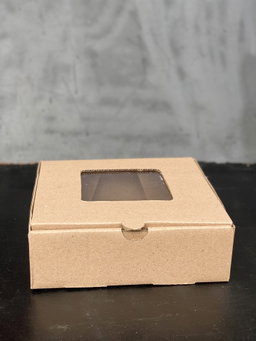 CATERING PLATTER BOXES - 8” x 8” x 2.5  / BROWN - WITH WINDOW